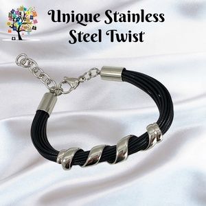 Stainless Steel Twist on Black Band